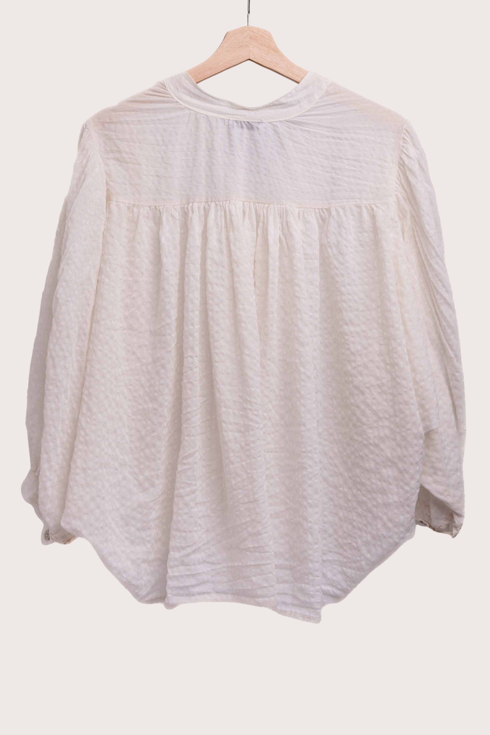 Gingham Cotton Blouse | Ecru