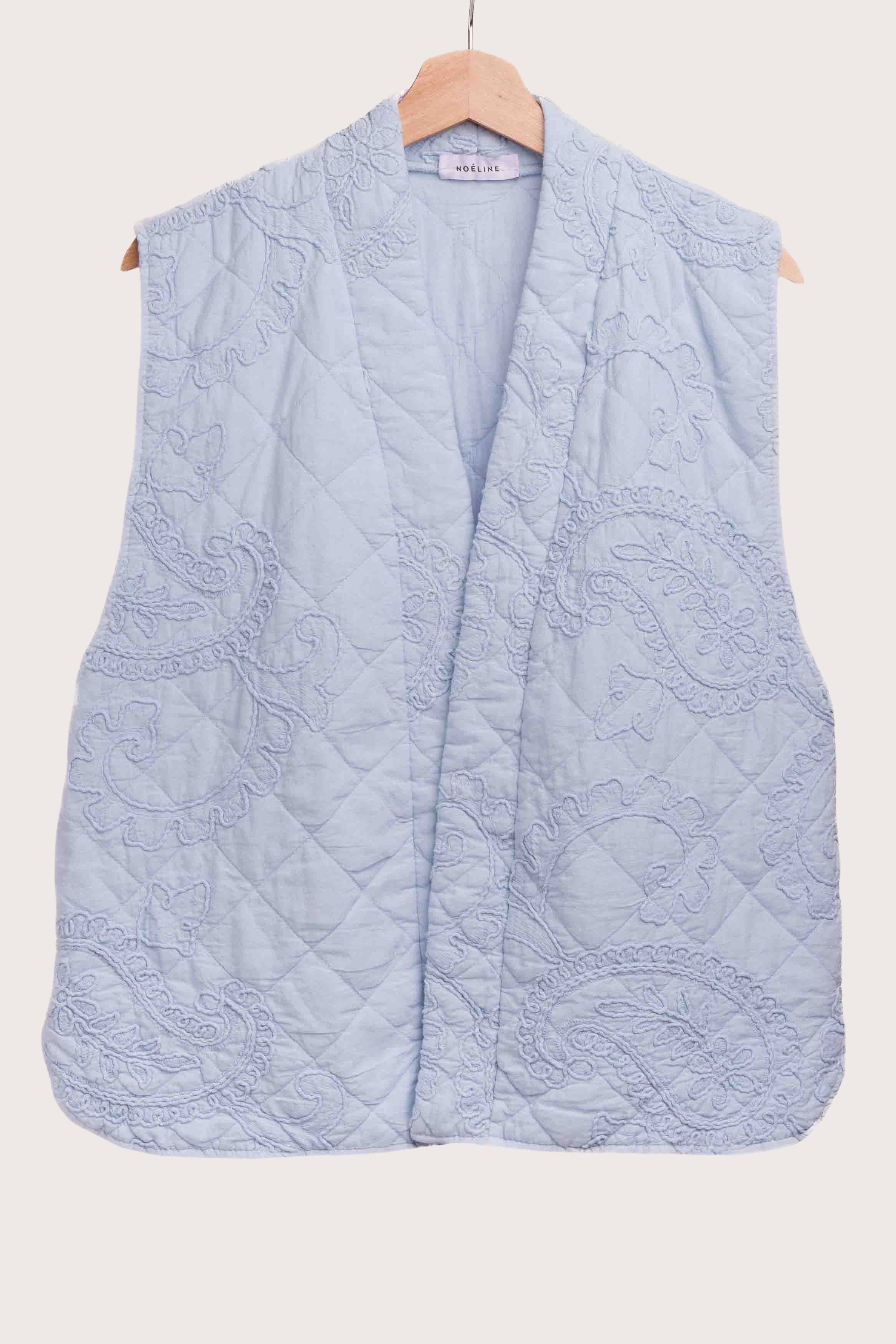 The Cotton Quilted Vest | Sky