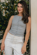 Everyday Striped Button-Front Tank