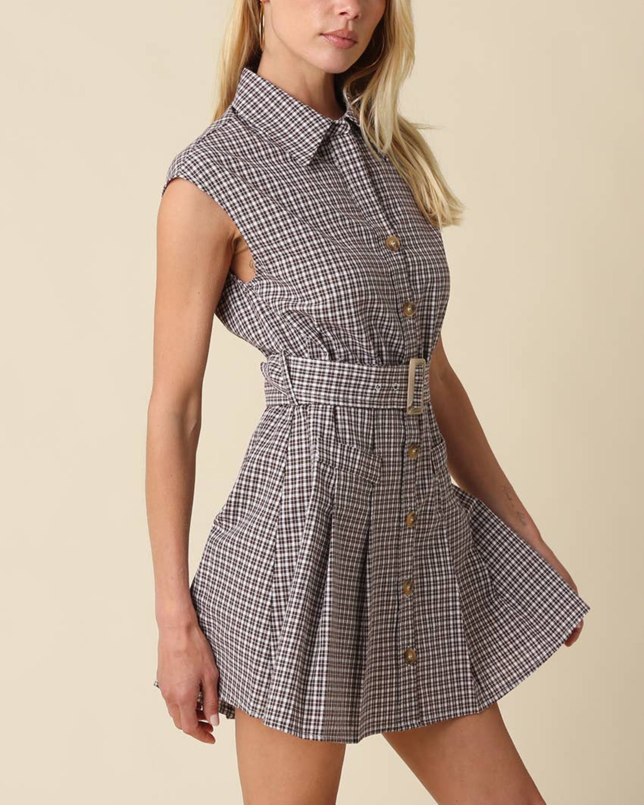Sutton Plaid Belted Mini Dress