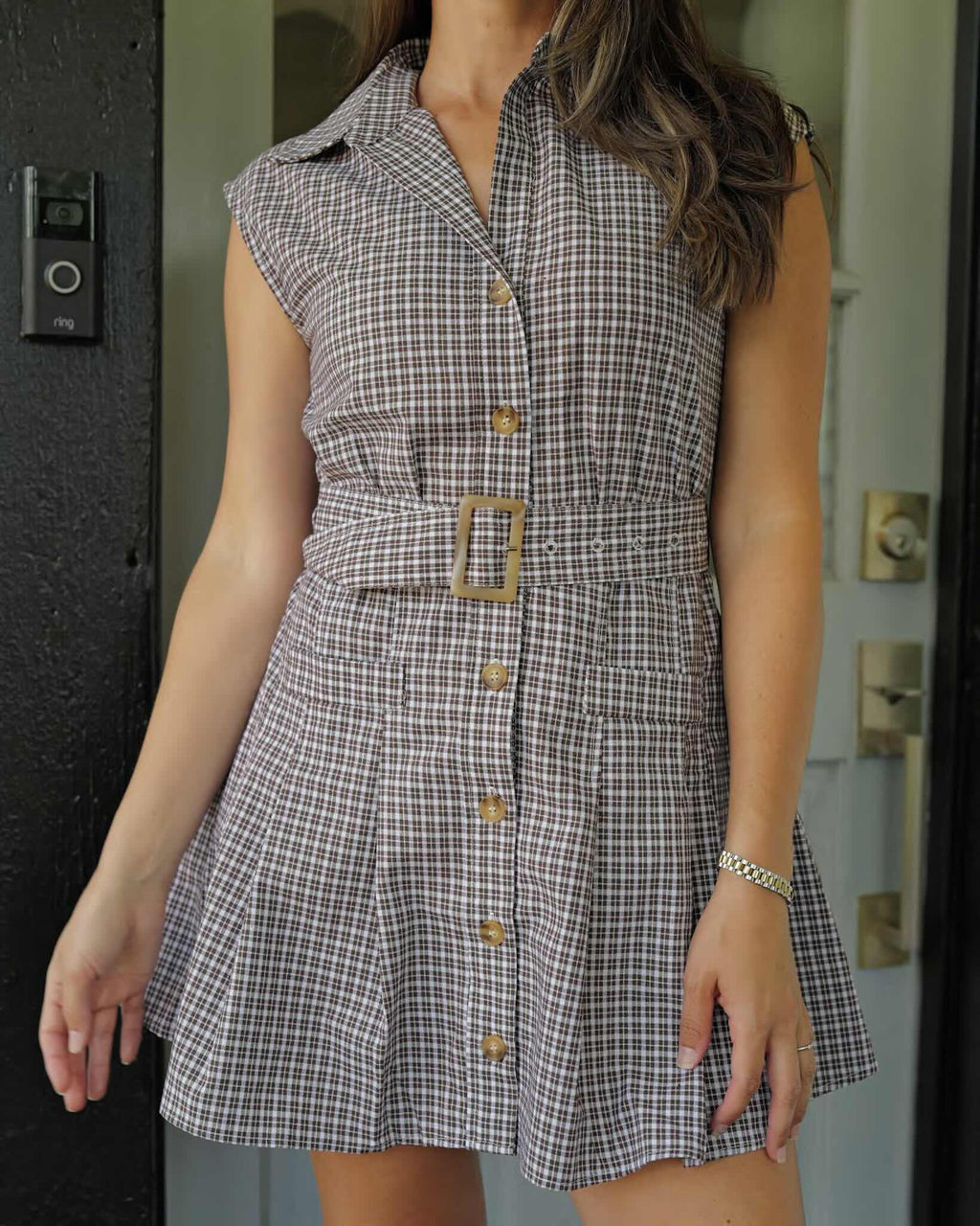 Sutton Plaid Belted Mini Dress