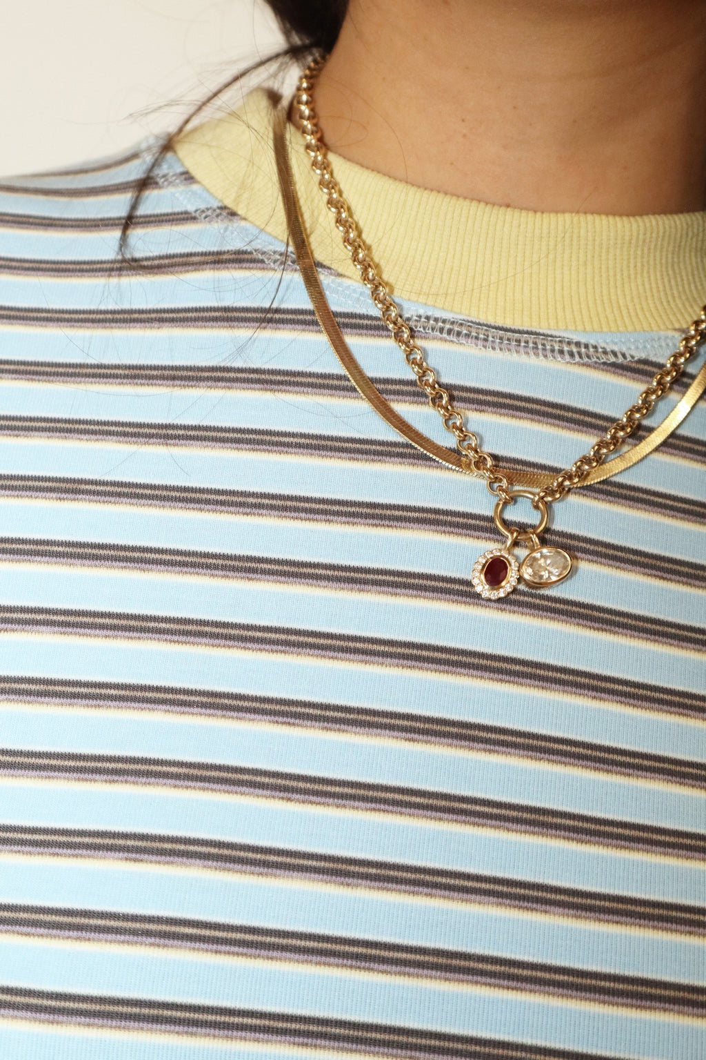 Weekend Striped Relaxed Fit Tee-Sky Blue