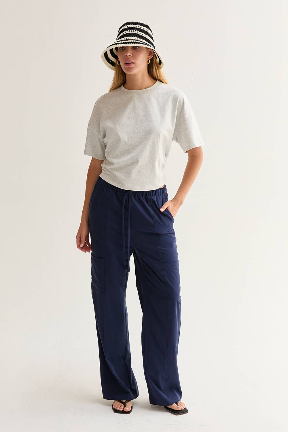 Elbow Sleeve Ruched T-Shirt Top