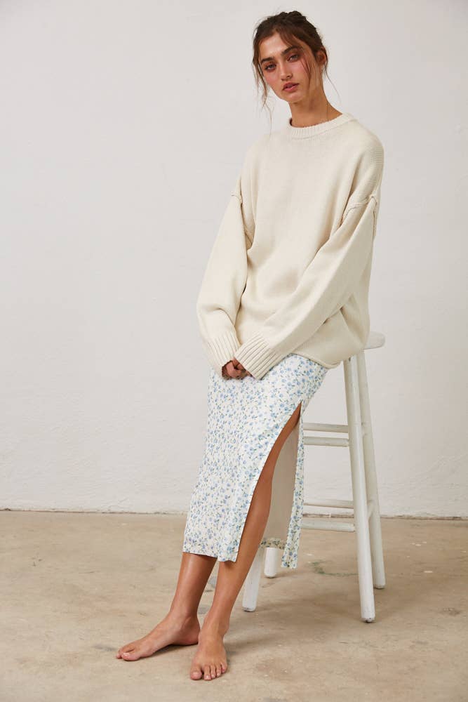 Remi Relaxed Boyfriend Fit Crew Neck Sweater - STRIVE Boutique
