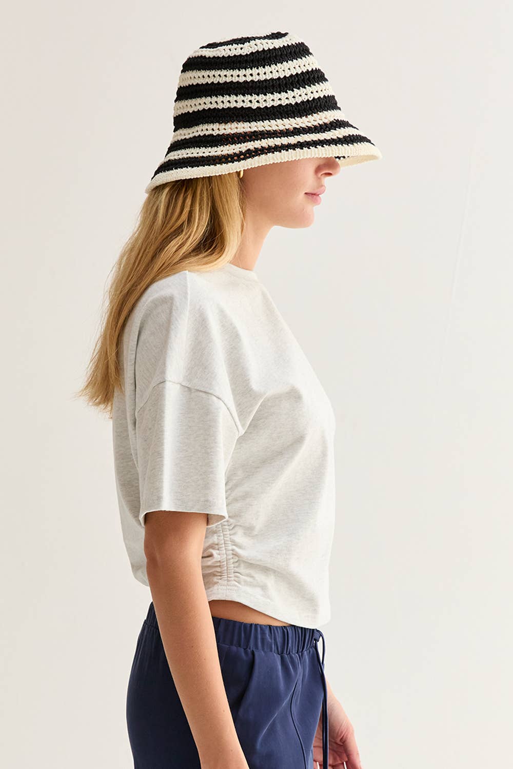Elbow Sleeve Ruched T-Shirt Top