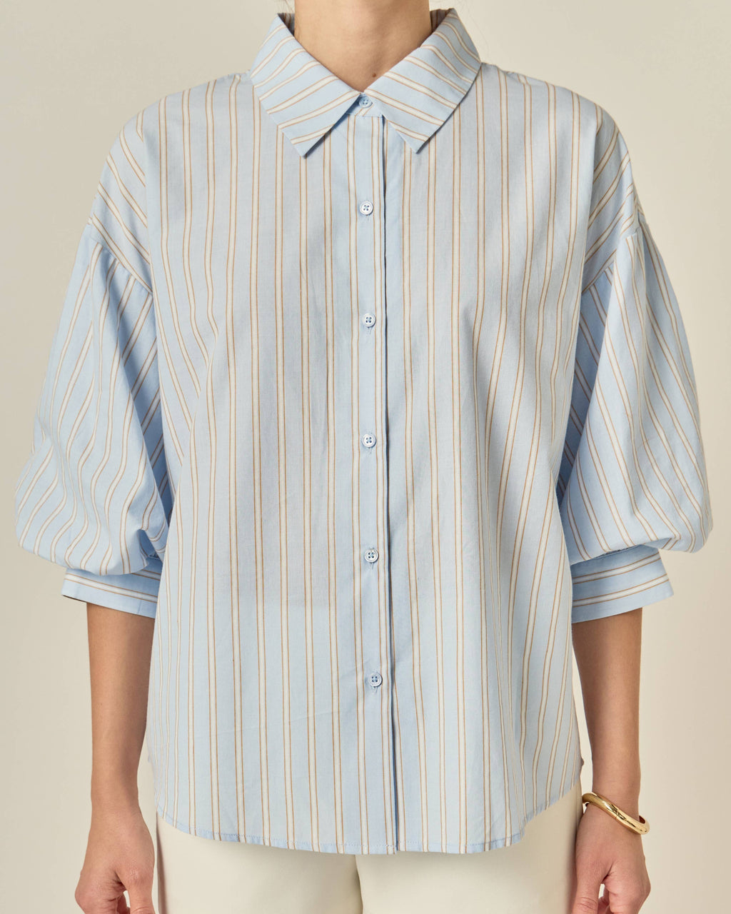 Striped Volume Sleeve Shirt