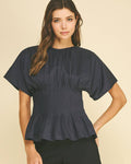 Monroe Peplum Pleated Top
