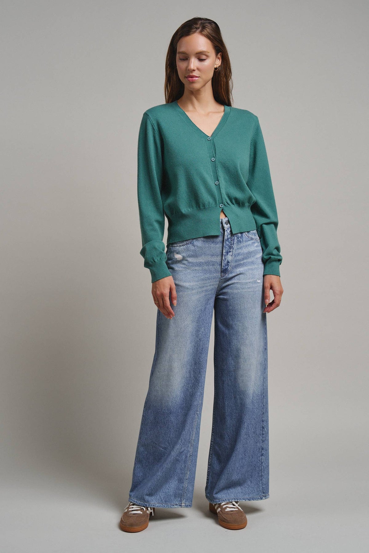 Faux Denim French Terry Wide Leg Pants - STRIVE Boutique