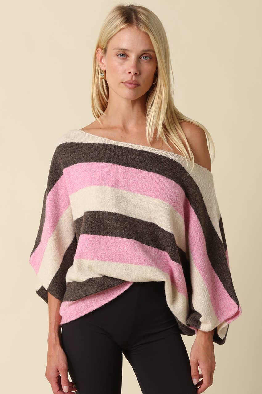 Katie Stripe Dolman Knit Top - STRIVE Boutique