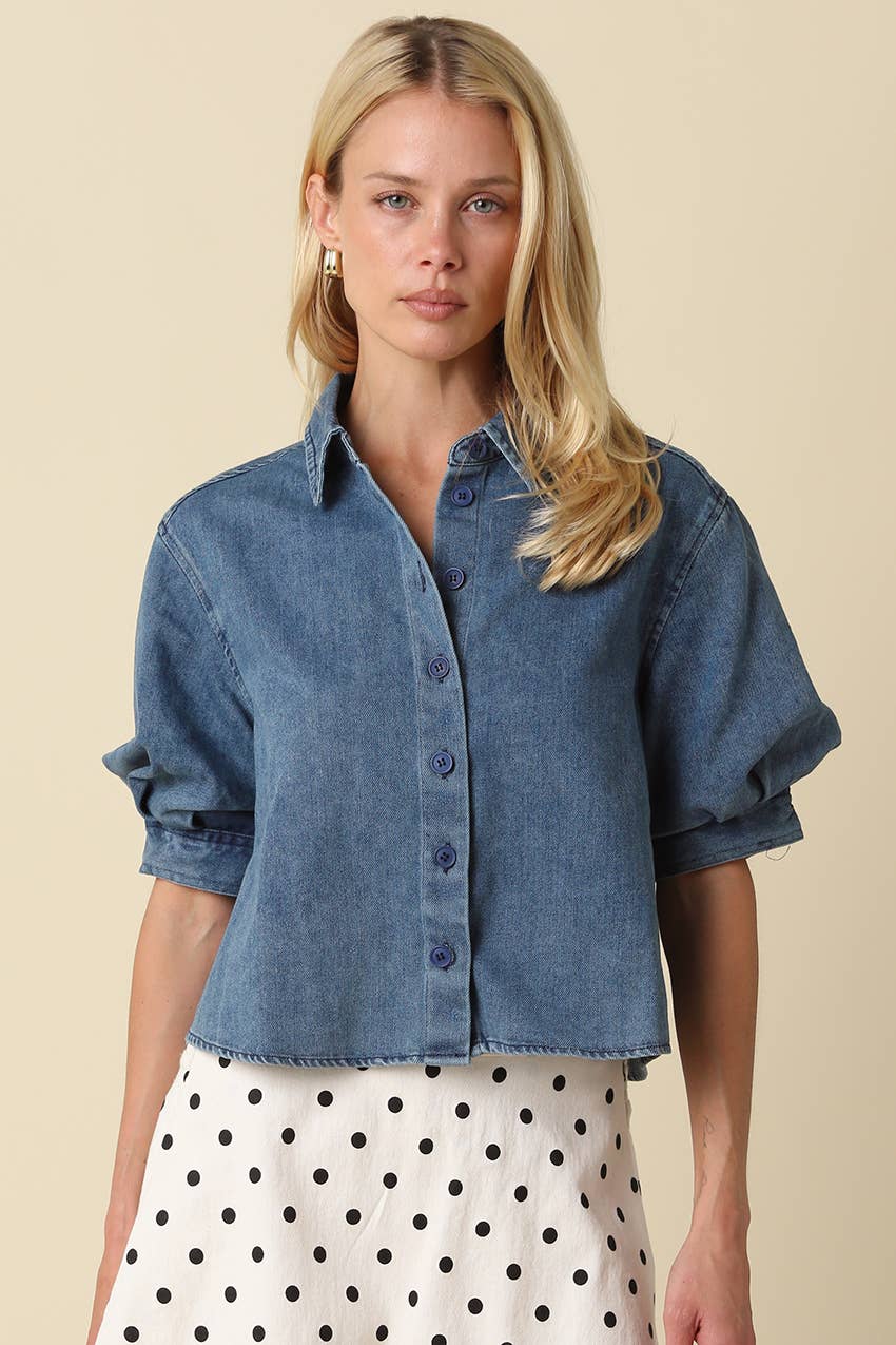 Leanna Cropped Denim Shirt