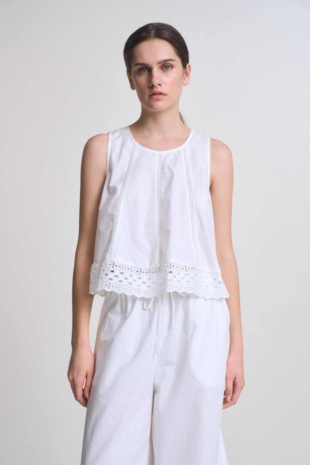 Lace Inset Cotton Tank