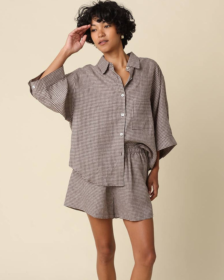 Gabi Gingham Linen Shirt