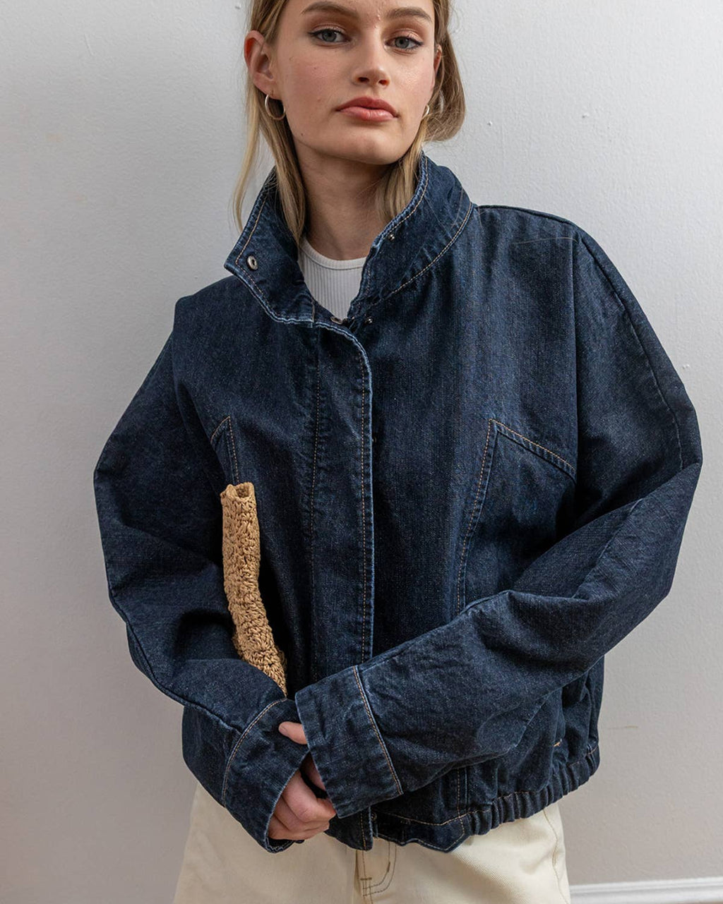 Hudson High Neck Denim Jacket