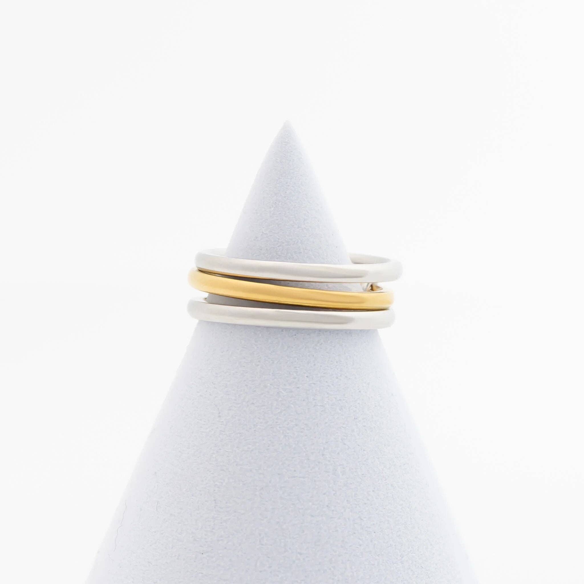 18K Gold Stainless Steel Mixed Metal Triple Intertwined Ring