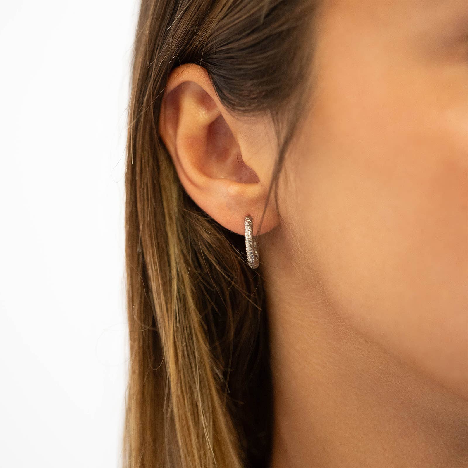 Textured Huggie Hoop Earrings