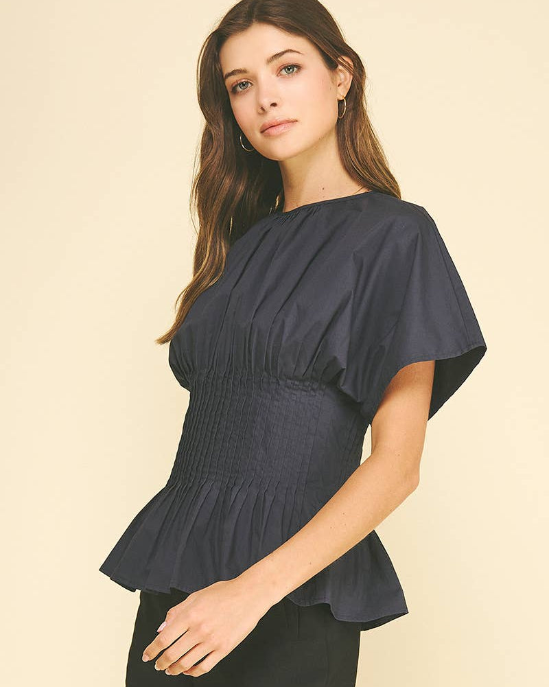Monroe Peplum Pleated Top