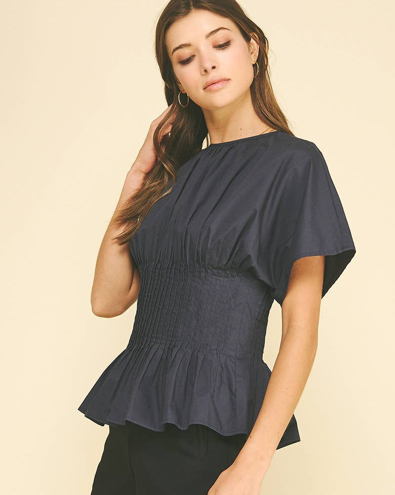 Monroe Peplum Pleated Top