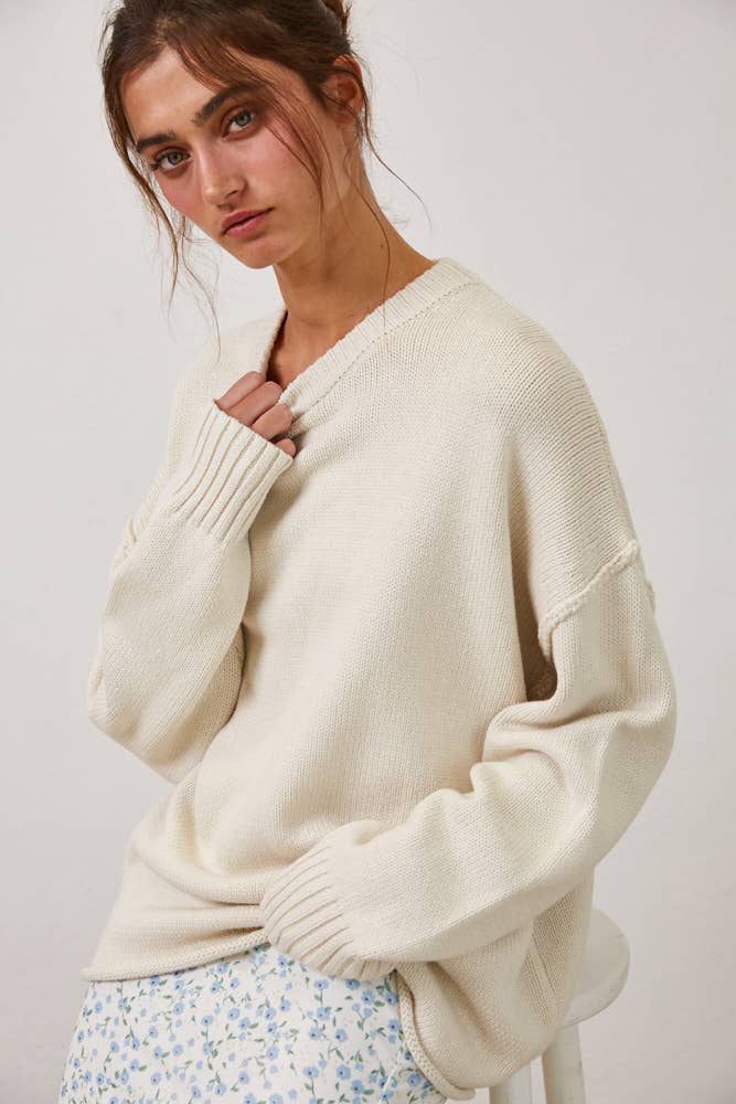 Remi Relaxed Boyfriend Fit Crew Neck Sweater - STRIVE Boutique