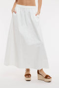 Cotton Midi Skirt-White