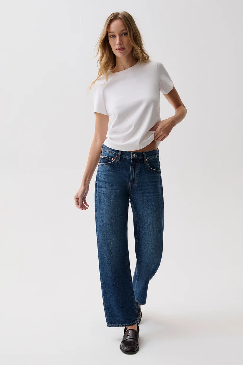 Pistola Lexi Mid Rise Bowed Straight Jean- Moonwave