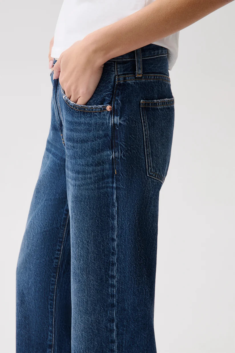 Pistola Lexi Mid Rise Bowed Straight Jean- Moonwave