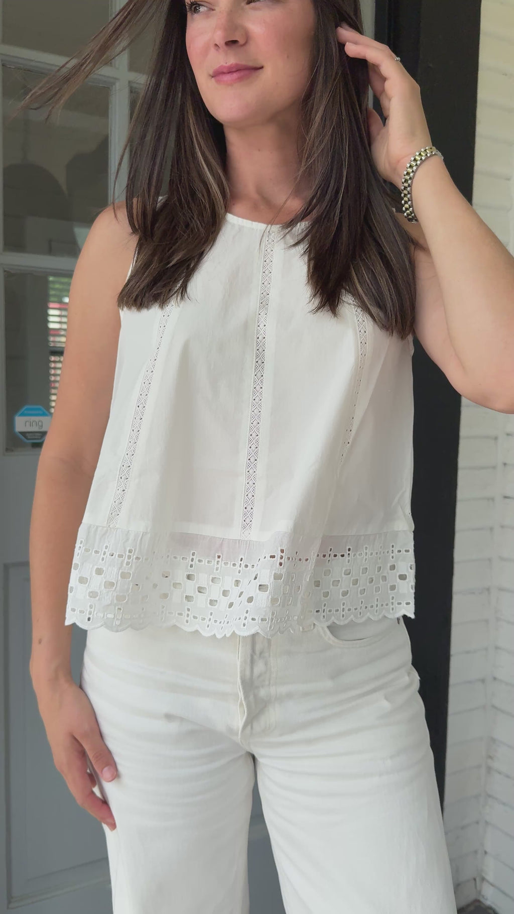 Lace Inset Cotton Tank