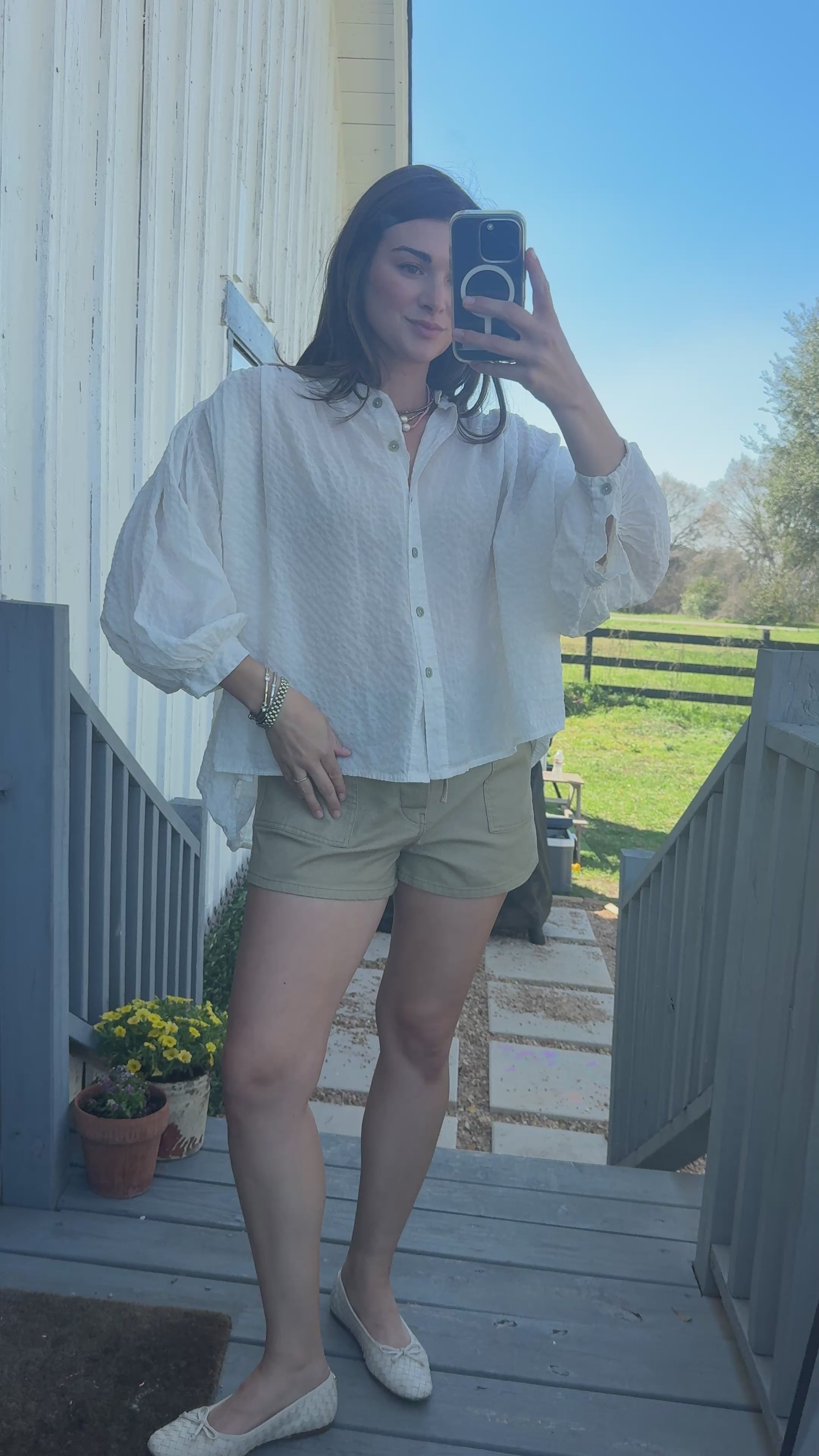 Gingham Cotton Blouse- One Size