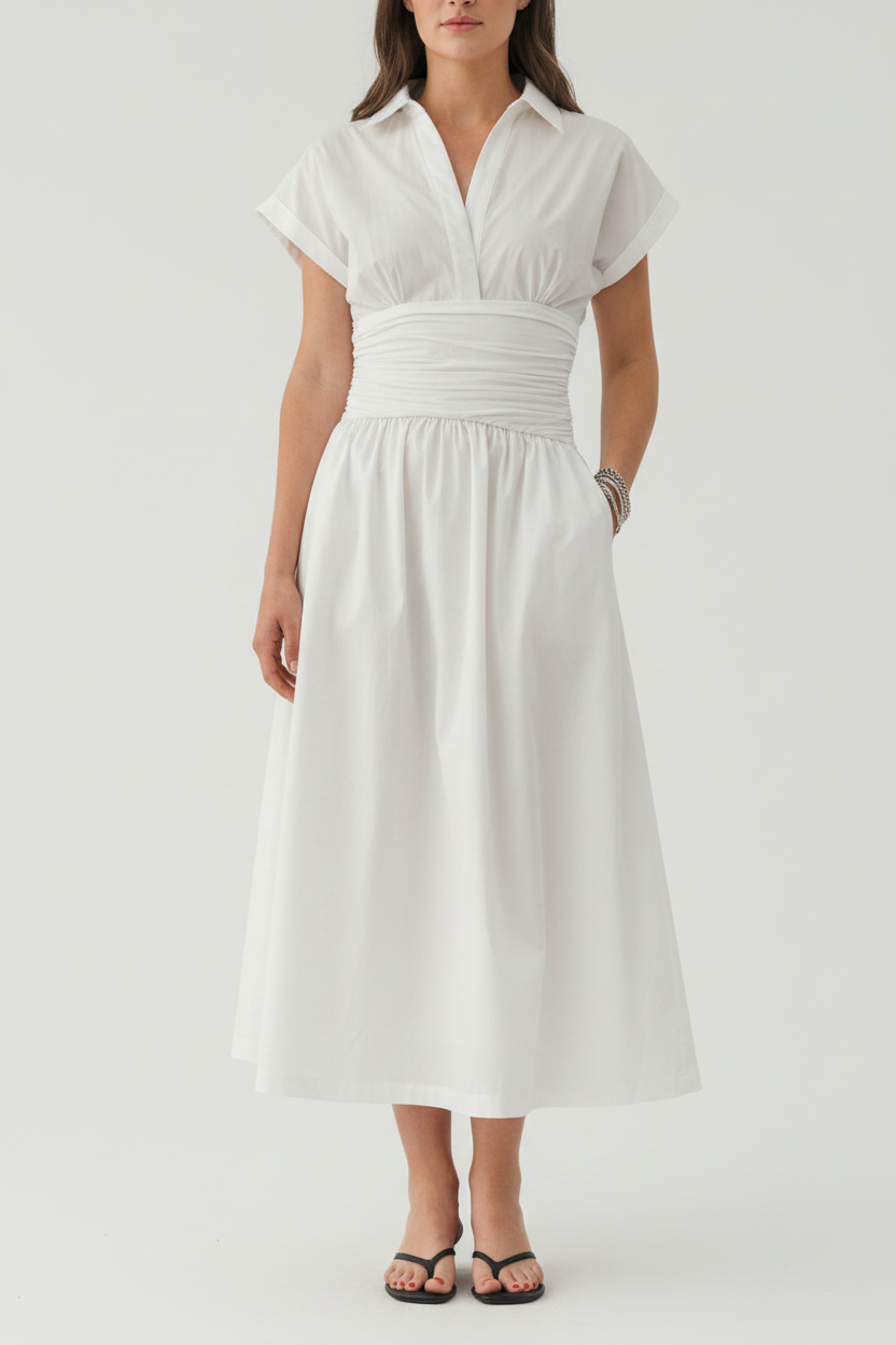 Ruched Waist Maxi Dress - Front View