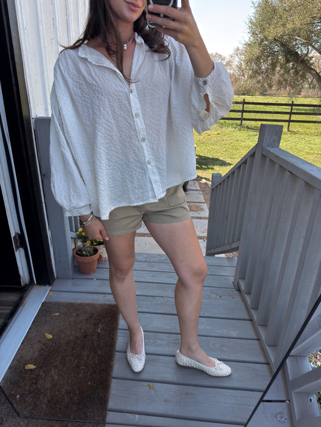 Gingham Cotton Blouse- One Size