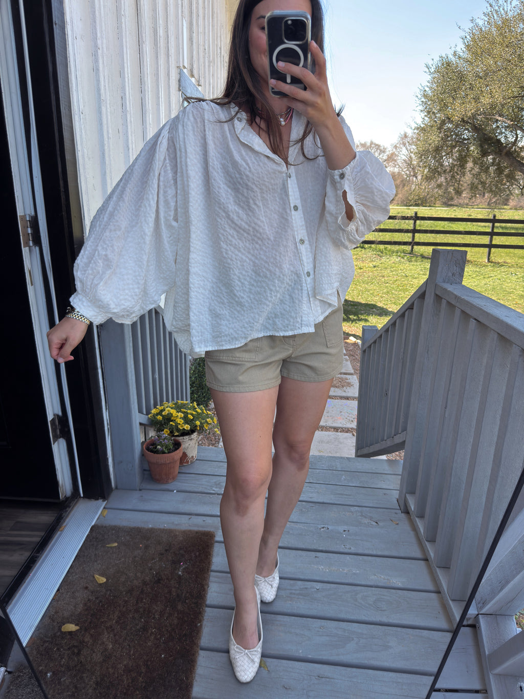 Gingham Cotton Blouse- One Size