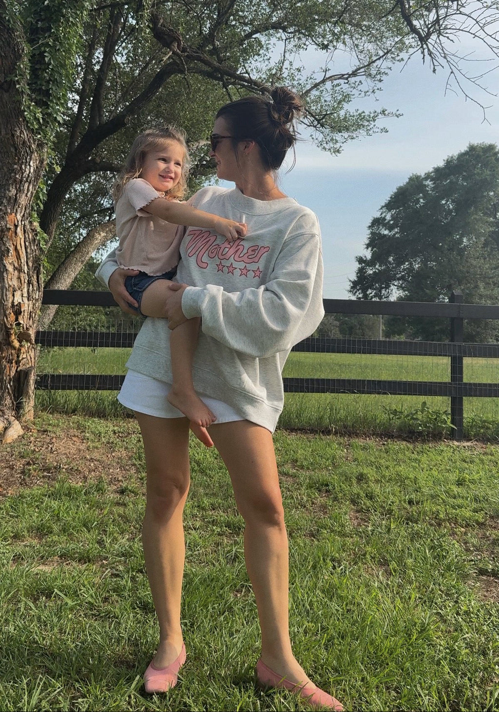 Mother Star Mock Neck Sweatshirt-Pink
