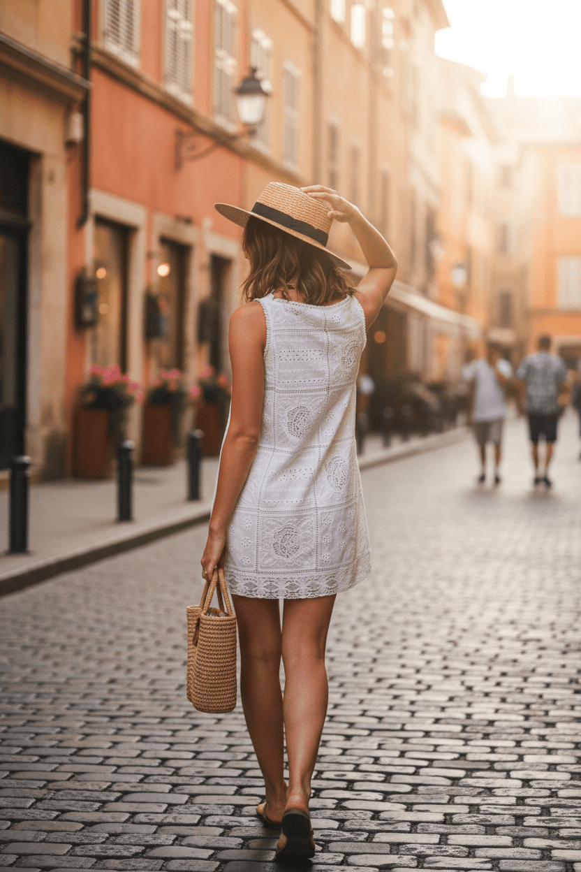 eyelet summer dress Long Beach Dress S