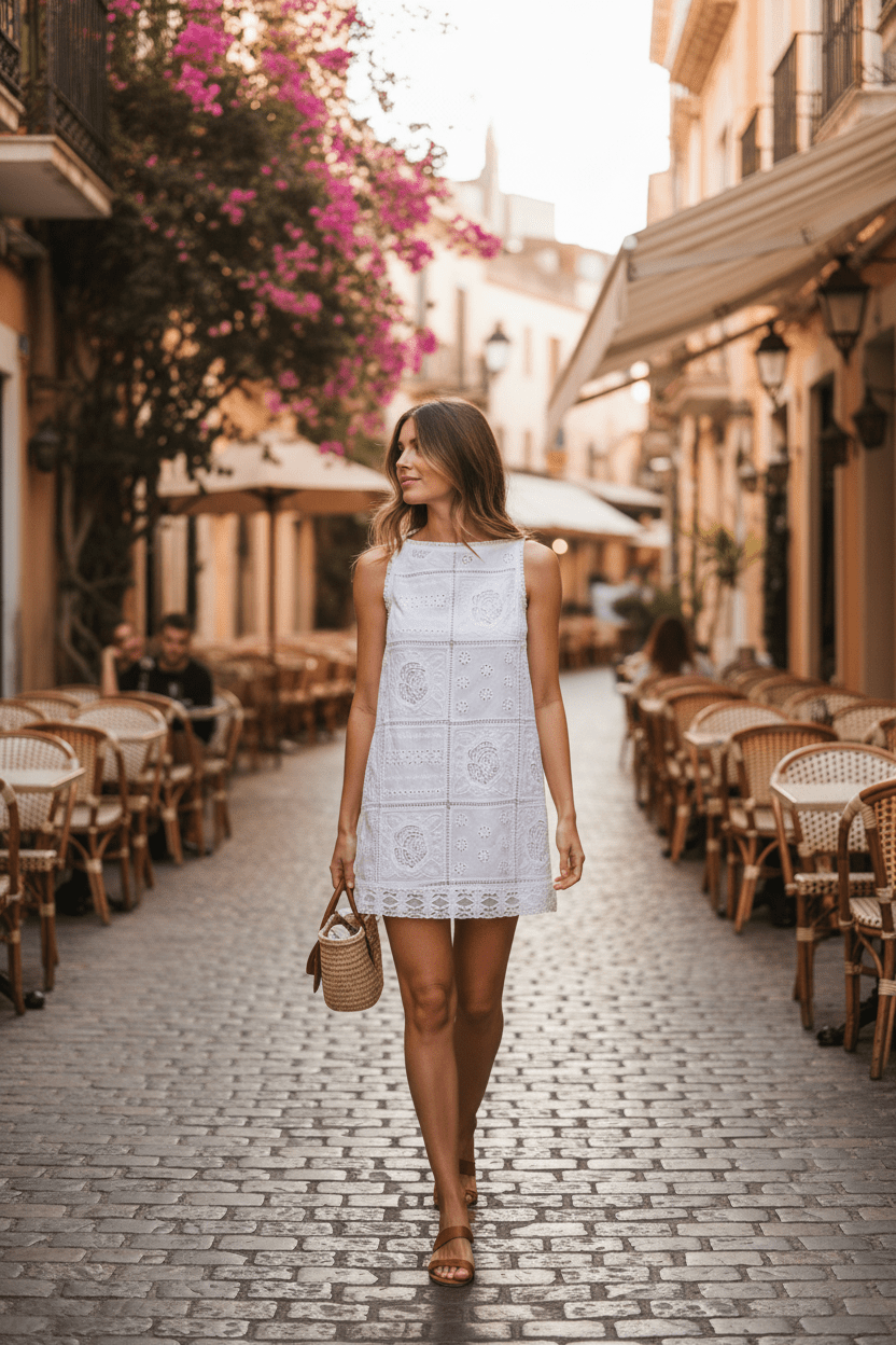 Summer Eyelet Embroidered Mini Dress-Final Sale
